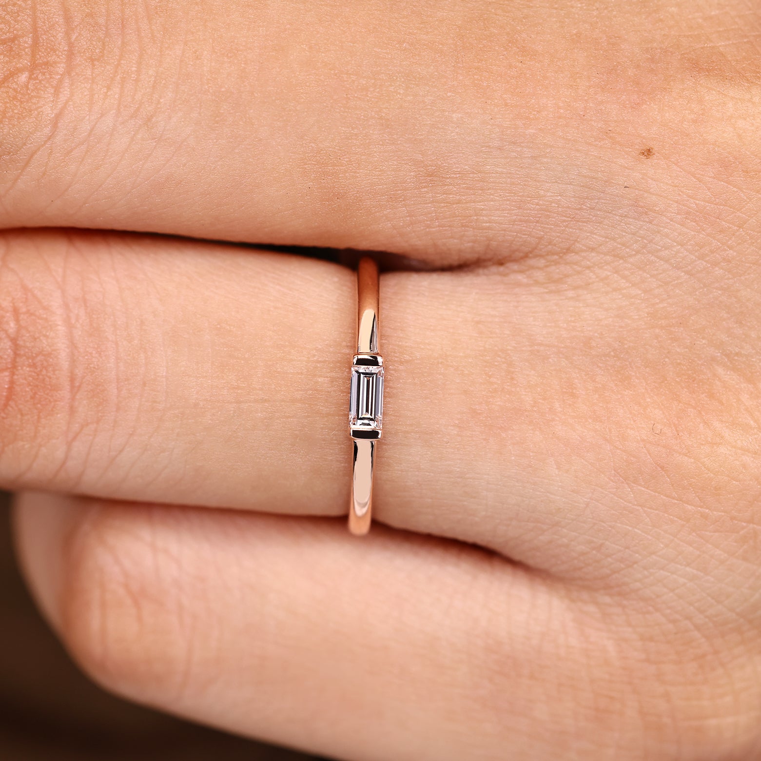 Handmade wedding band with baguette lab grown diamonds
