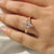 Hexagon step diamond ring with vintage style and V prongs
