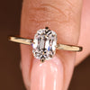 Cushion OMC cut diamond ring with hidden halo setting
