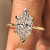 Dutch marquise lab grown diamond ring with tapered shank.

