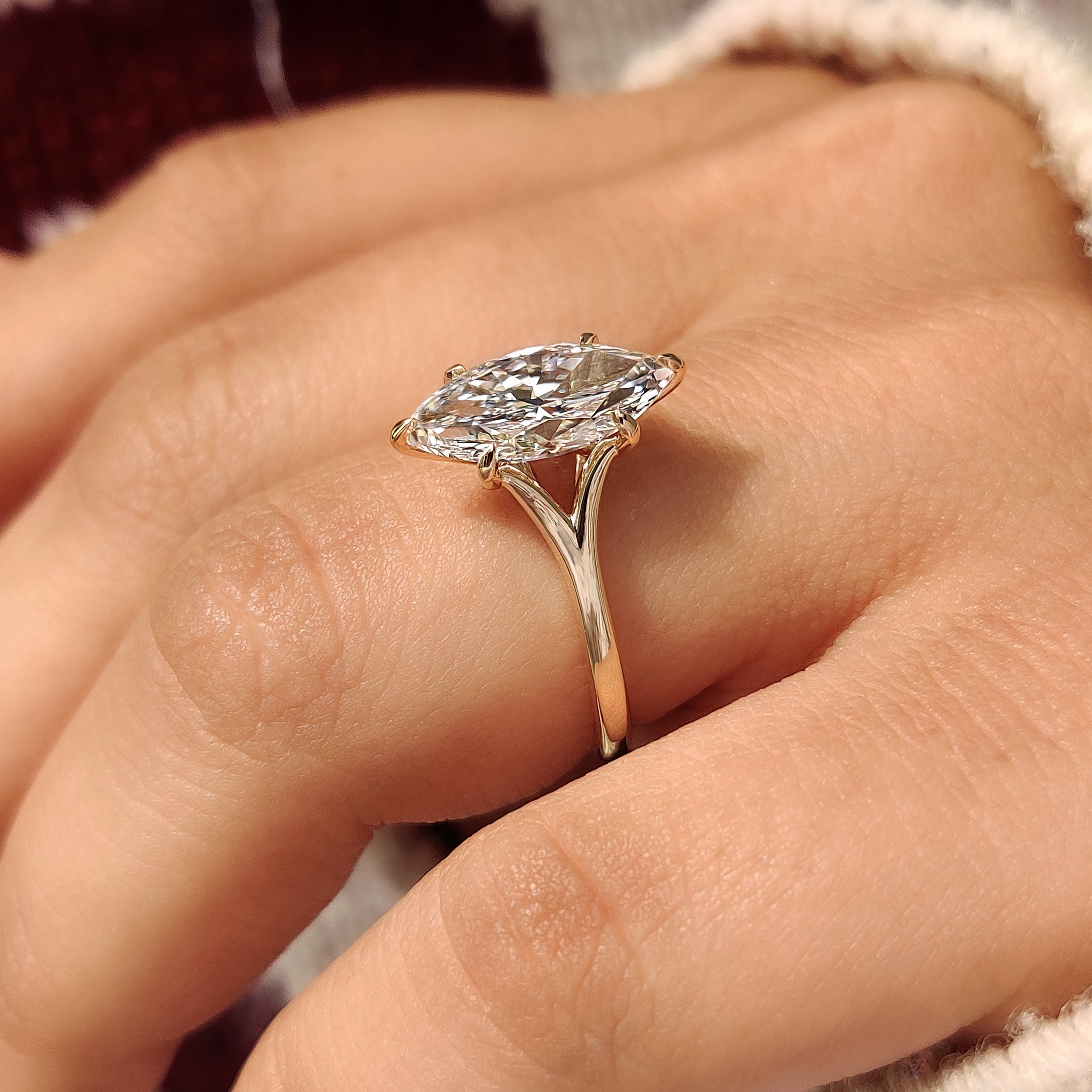 Solitaire Marquise Engagement Ring with Five Claw Prong