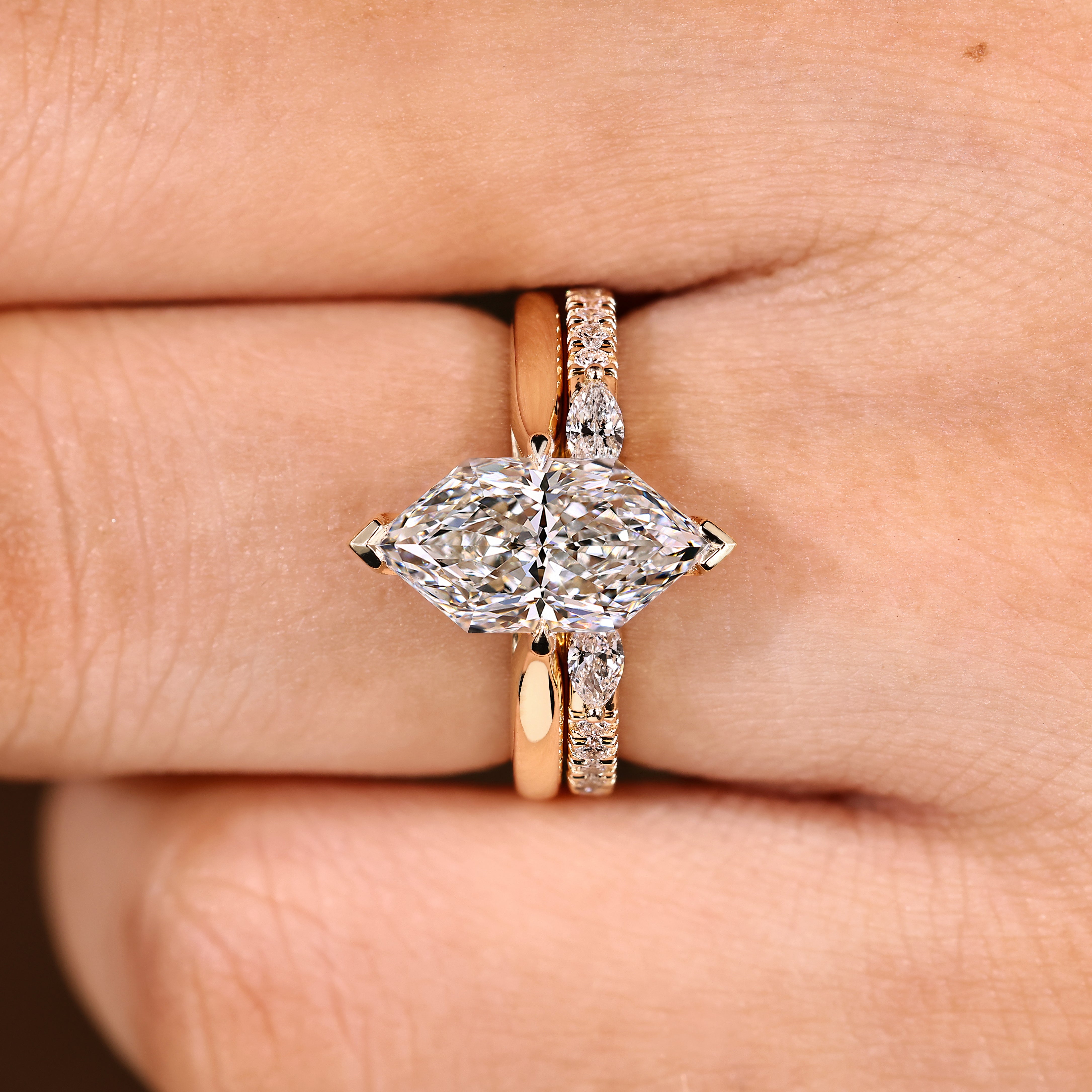 Dutch Marquise Engagement Ring with Wedding Band
