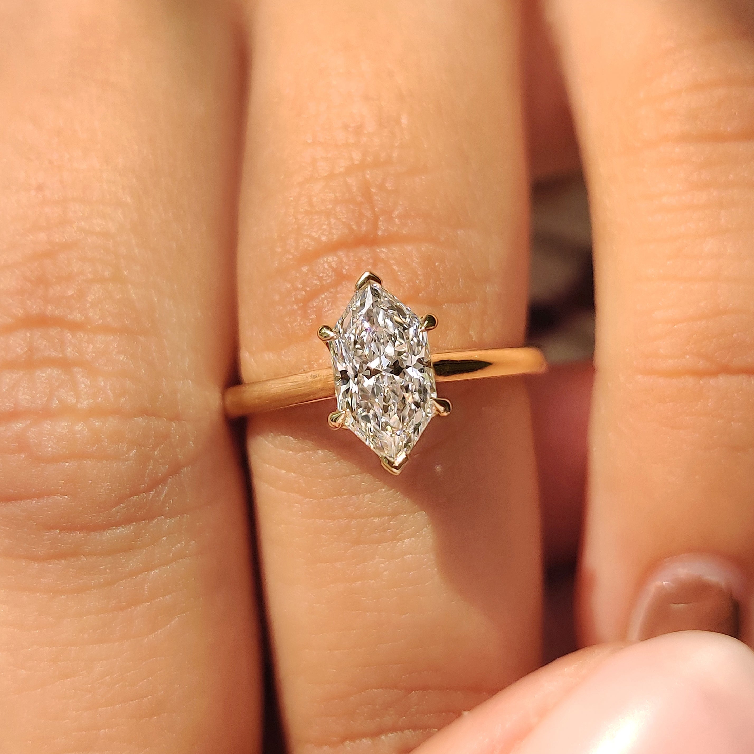Lab grown diamond ring with euro shank and prongs
