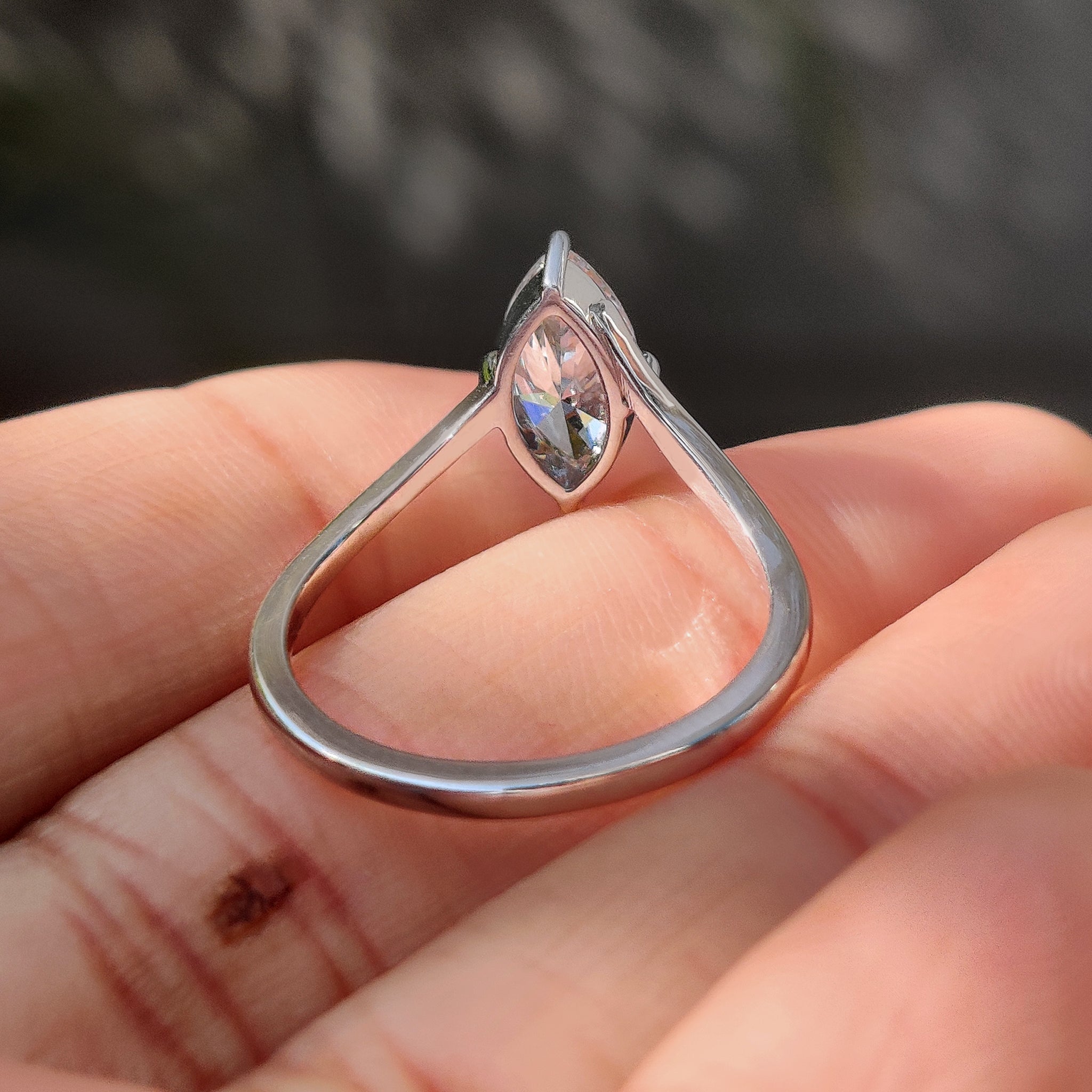 Marquise engagement ring with solitaire style.
