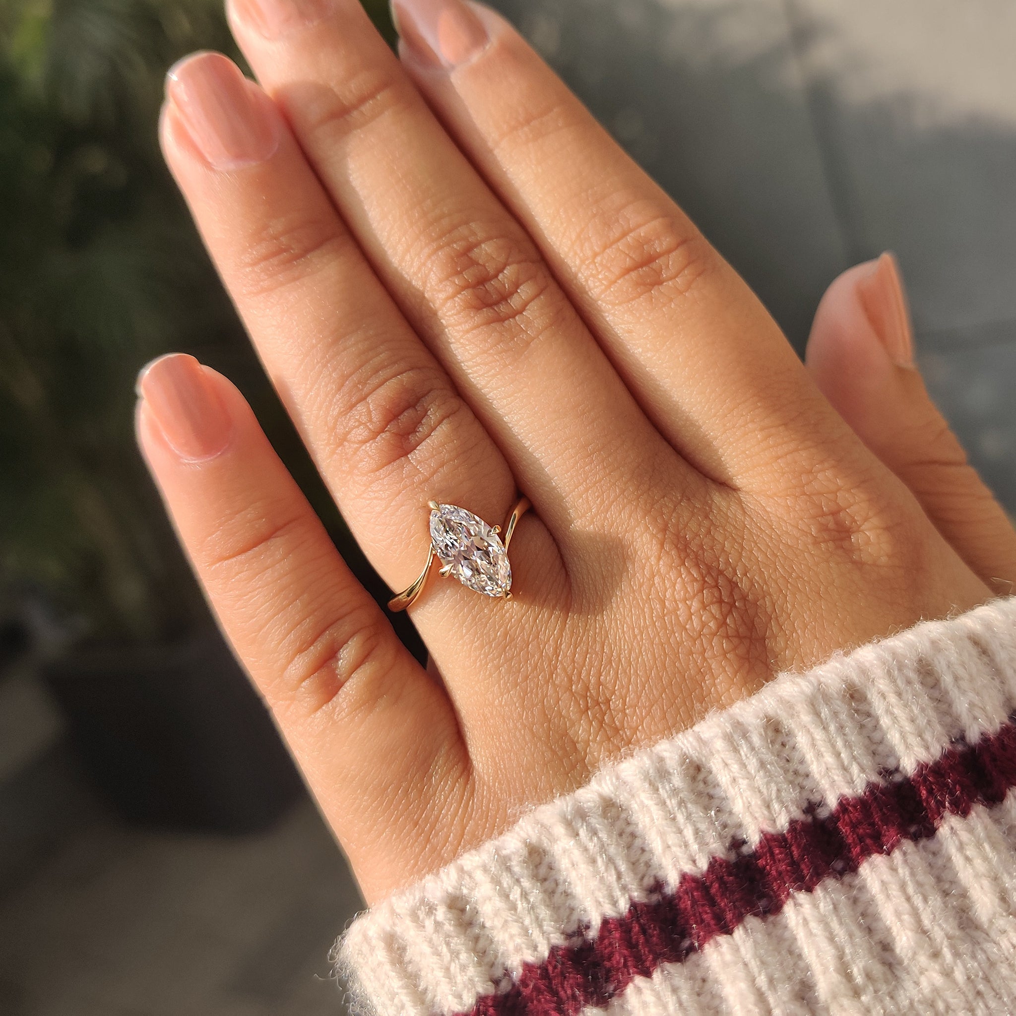 Handmade marquise diamond ring with IGI Certified diamond
