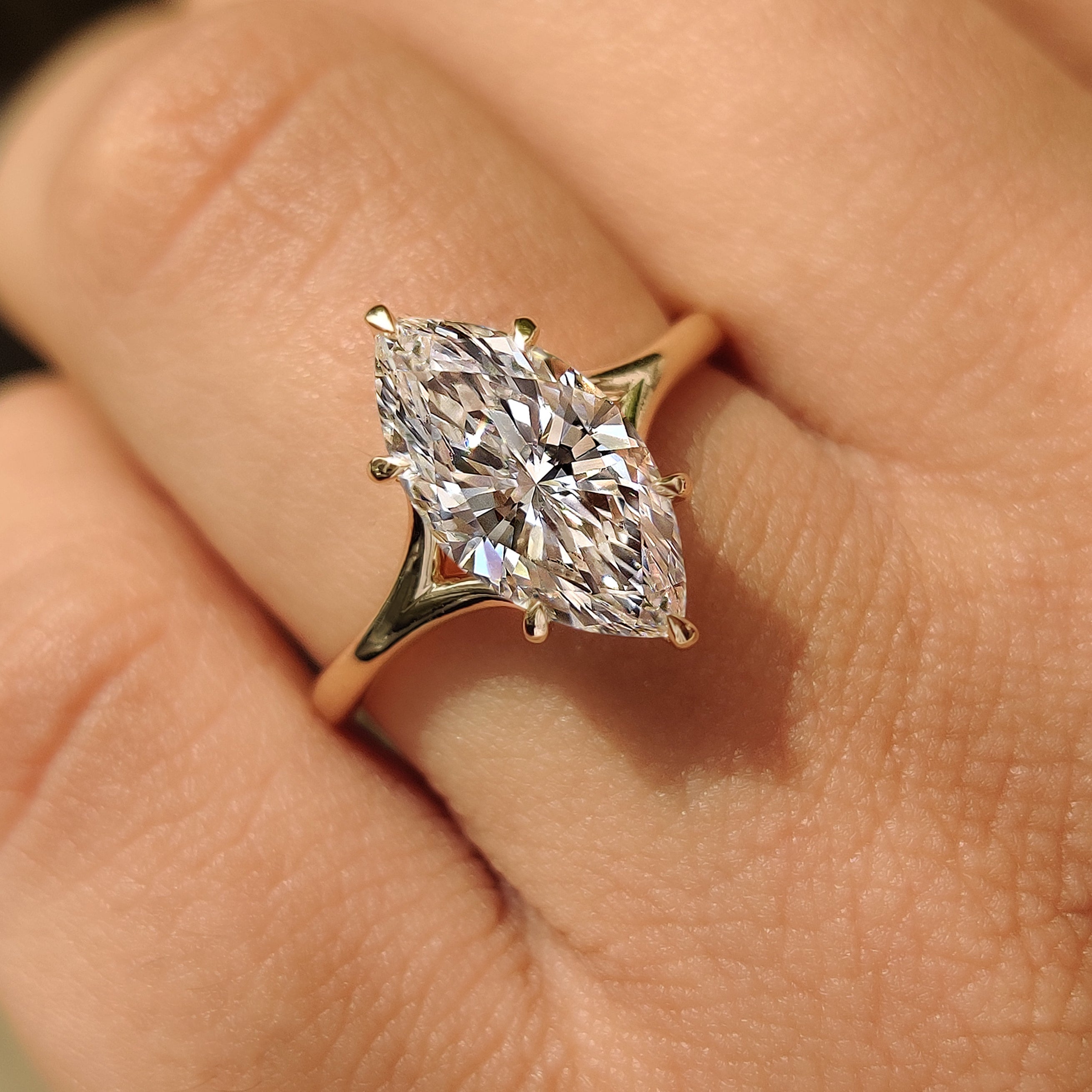 Solitaire Marquise Engagement Ring with Five Claw Prong