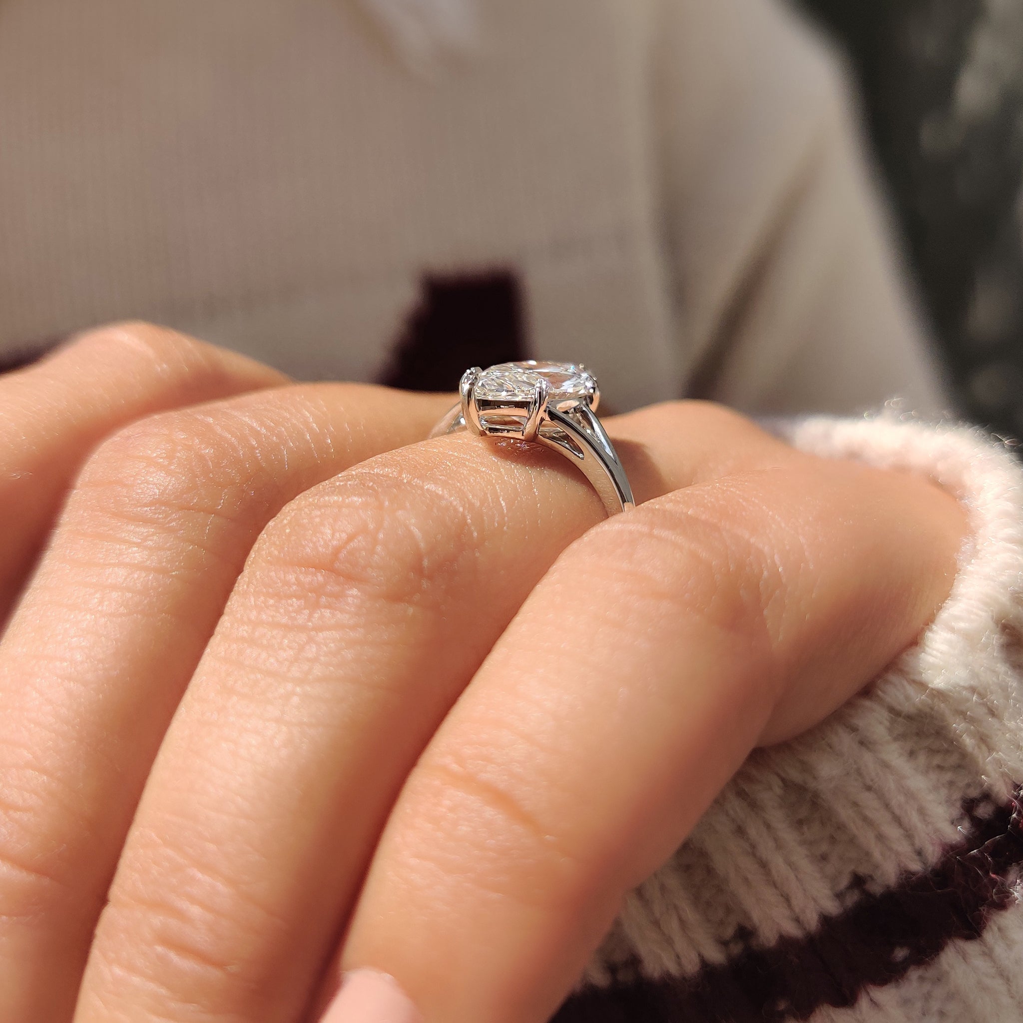 Marquise cut solitaire diamond ring by Carat Diamonds.
