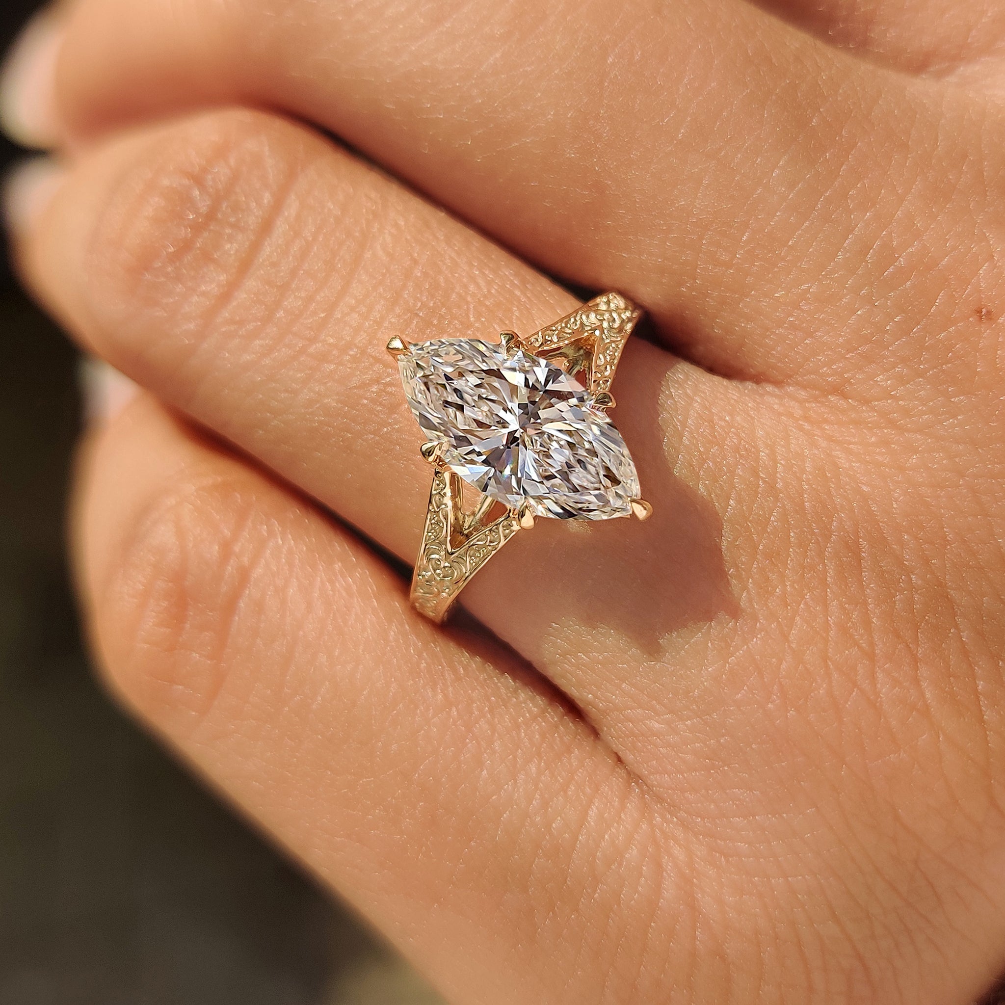 Handmade vintage diamond ring with lab grown diamond
