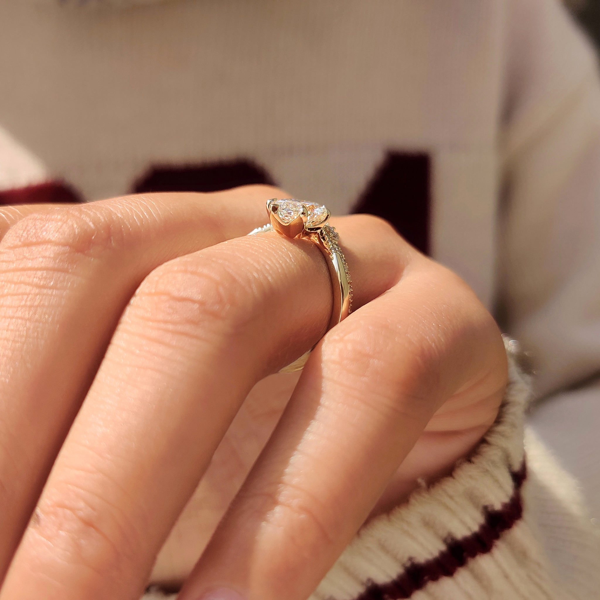 Stackable wedding band with diamond ring.
