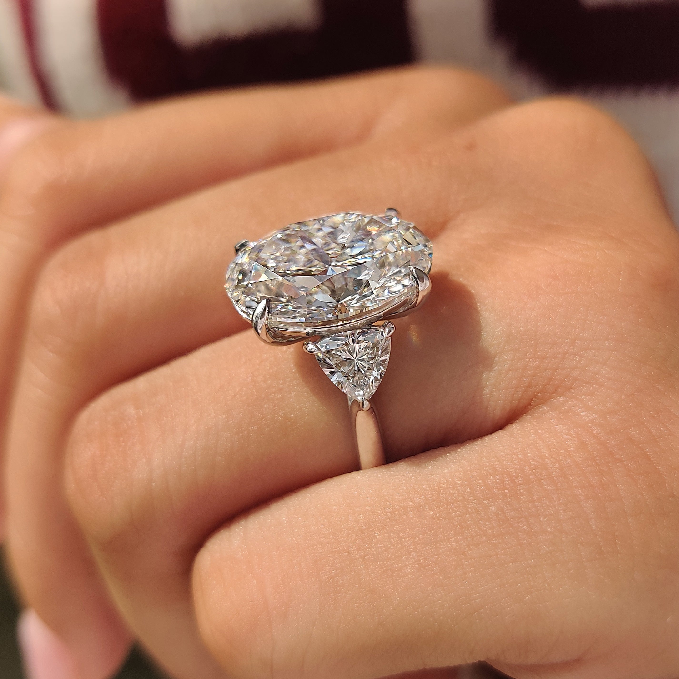 Lab grown oval diamond ring available in 5 carat

