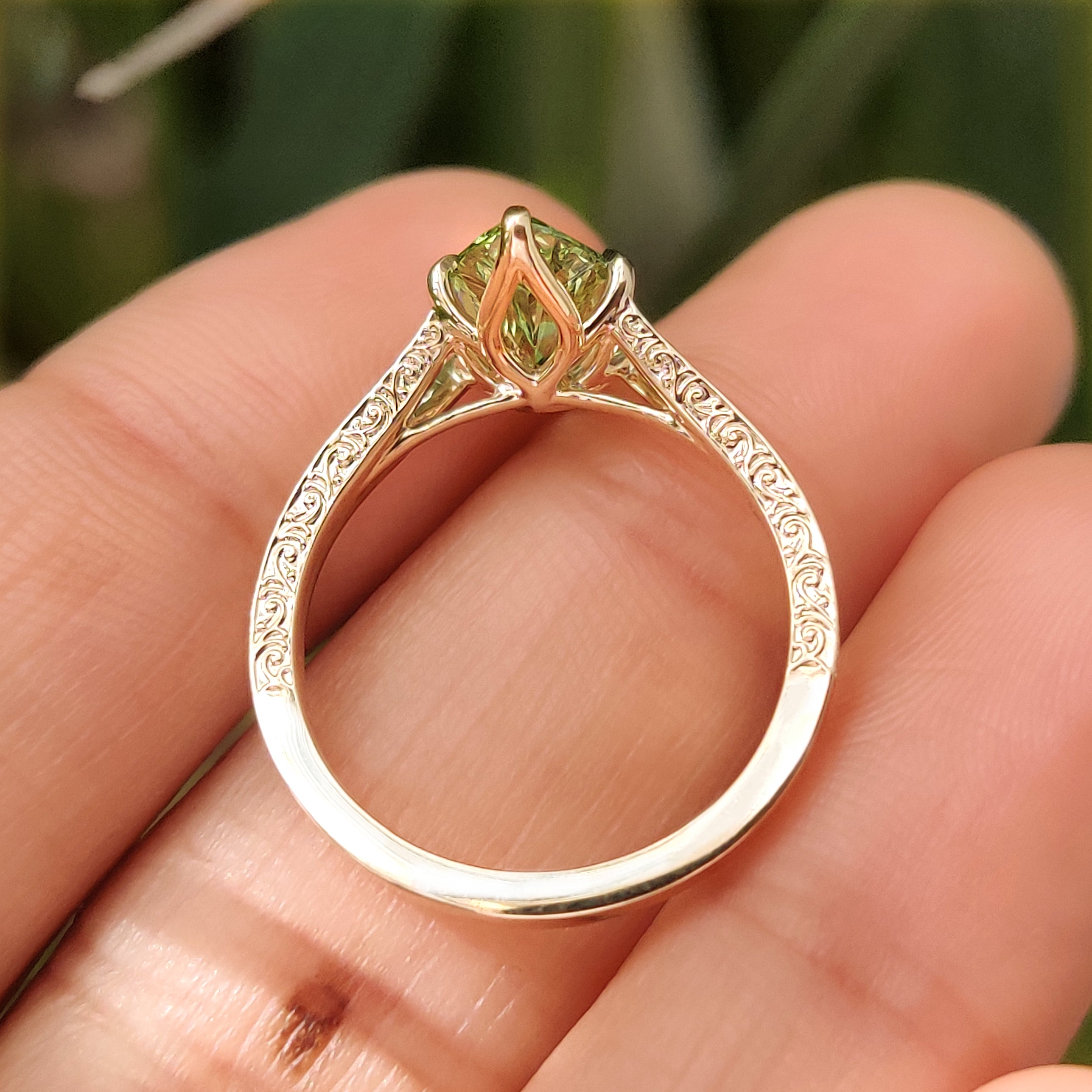 Buy Green Marquise Ring with Tulip Setting