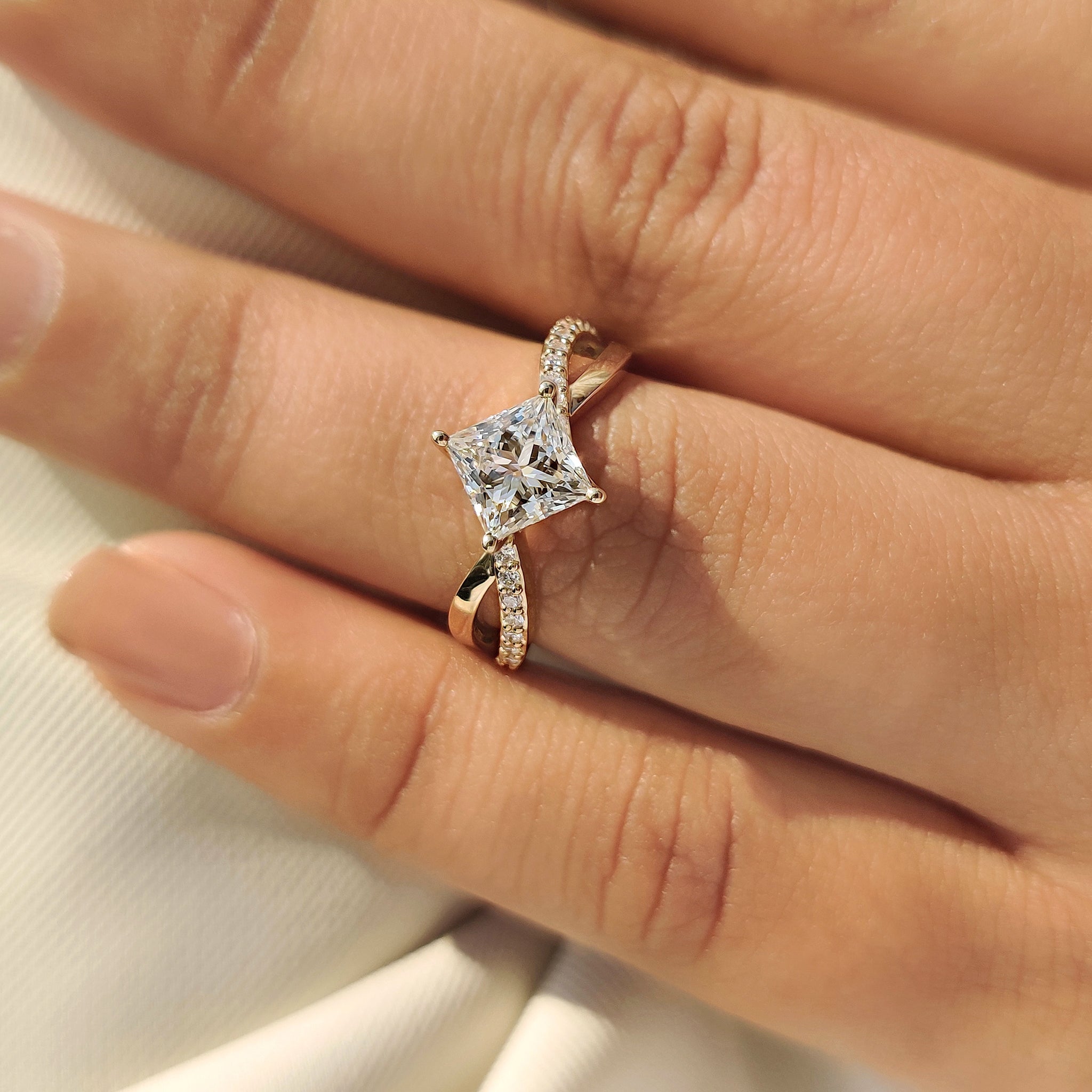 Carat Diamonds princess cut diamond ring in euro shank style
