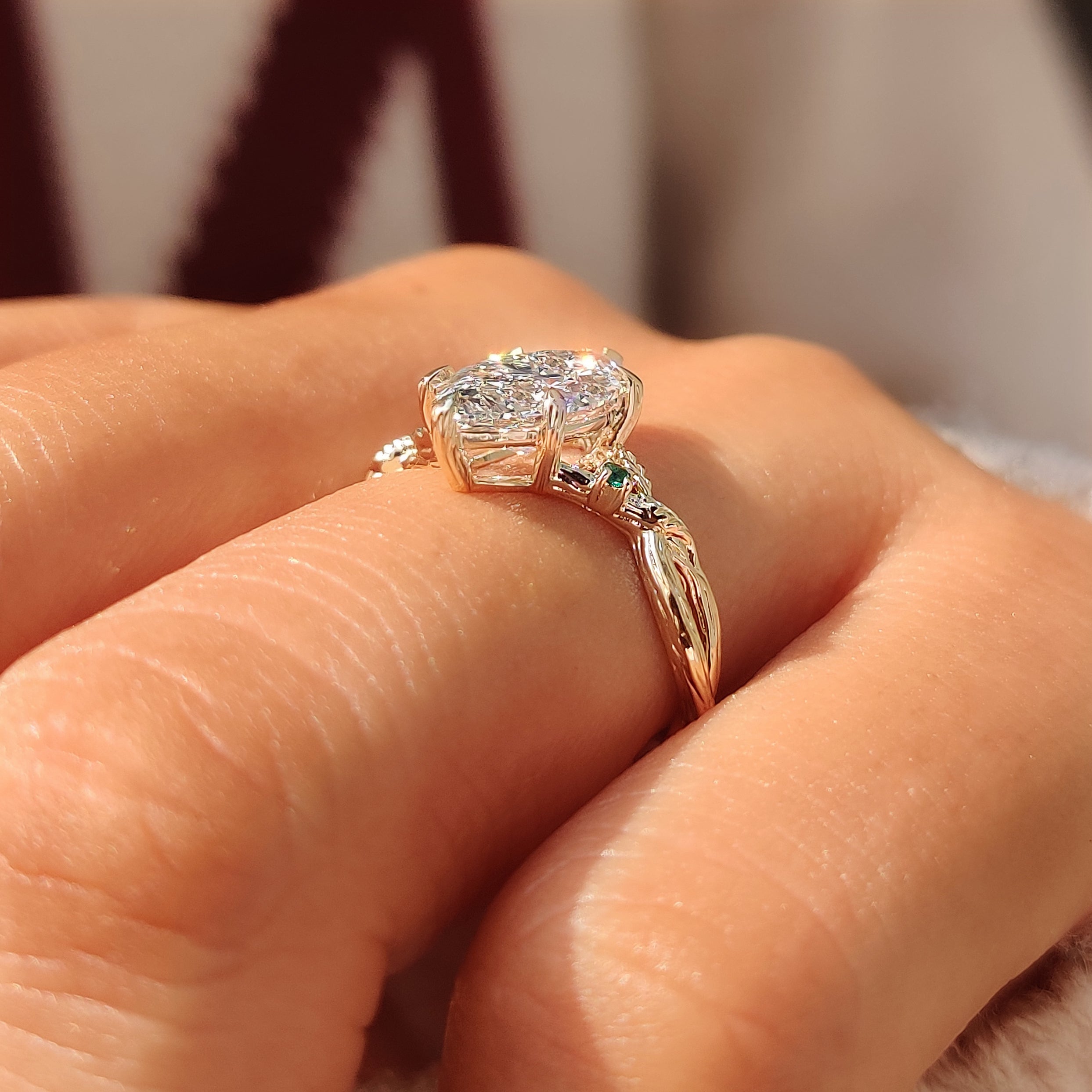 IGI certified 2.00 carat marquise lab grown diamond ring.
