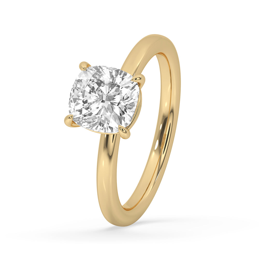 Lab grown diamond cushion cut engagement ring diamond with an antique inspired design and unique handmade touch
