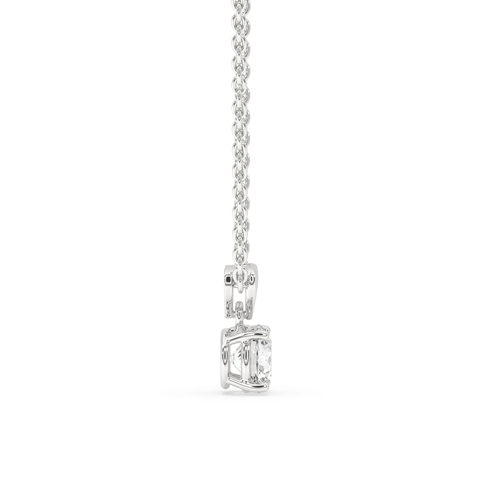 Prong setting holds the diamond securely in this pendant.
