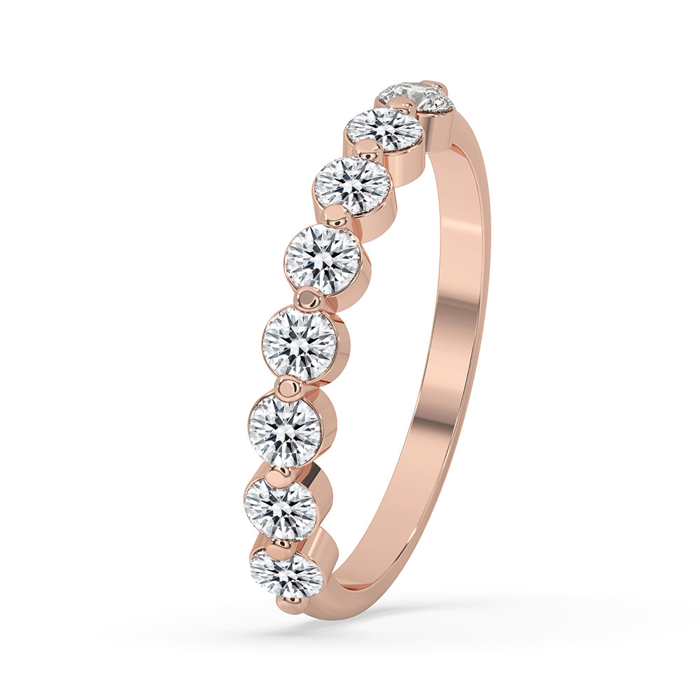 Round cut diamond band featured in half eternity band with Lab Grown Diamond.
