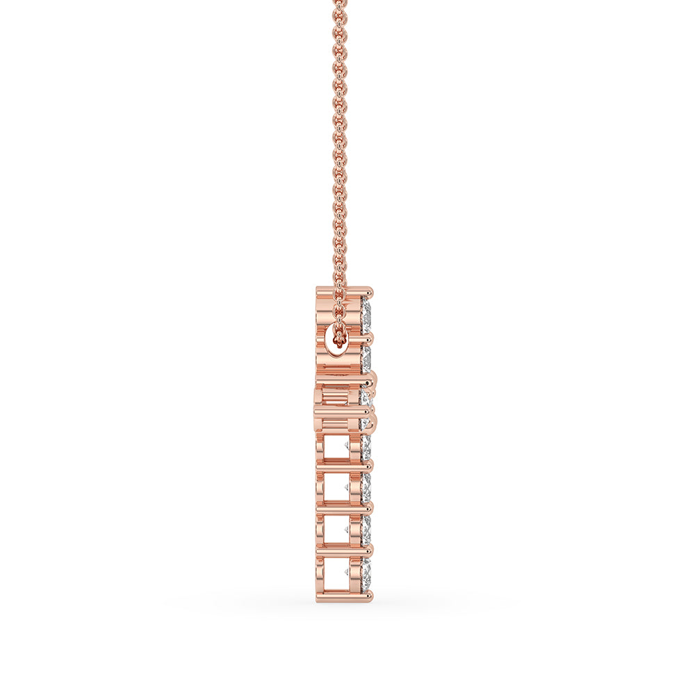 Lab Grown Diamond pendant shown in rose gold.
