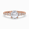 Rose Gold Engagement Ring with a round rose cut diamond and claw prong setting
