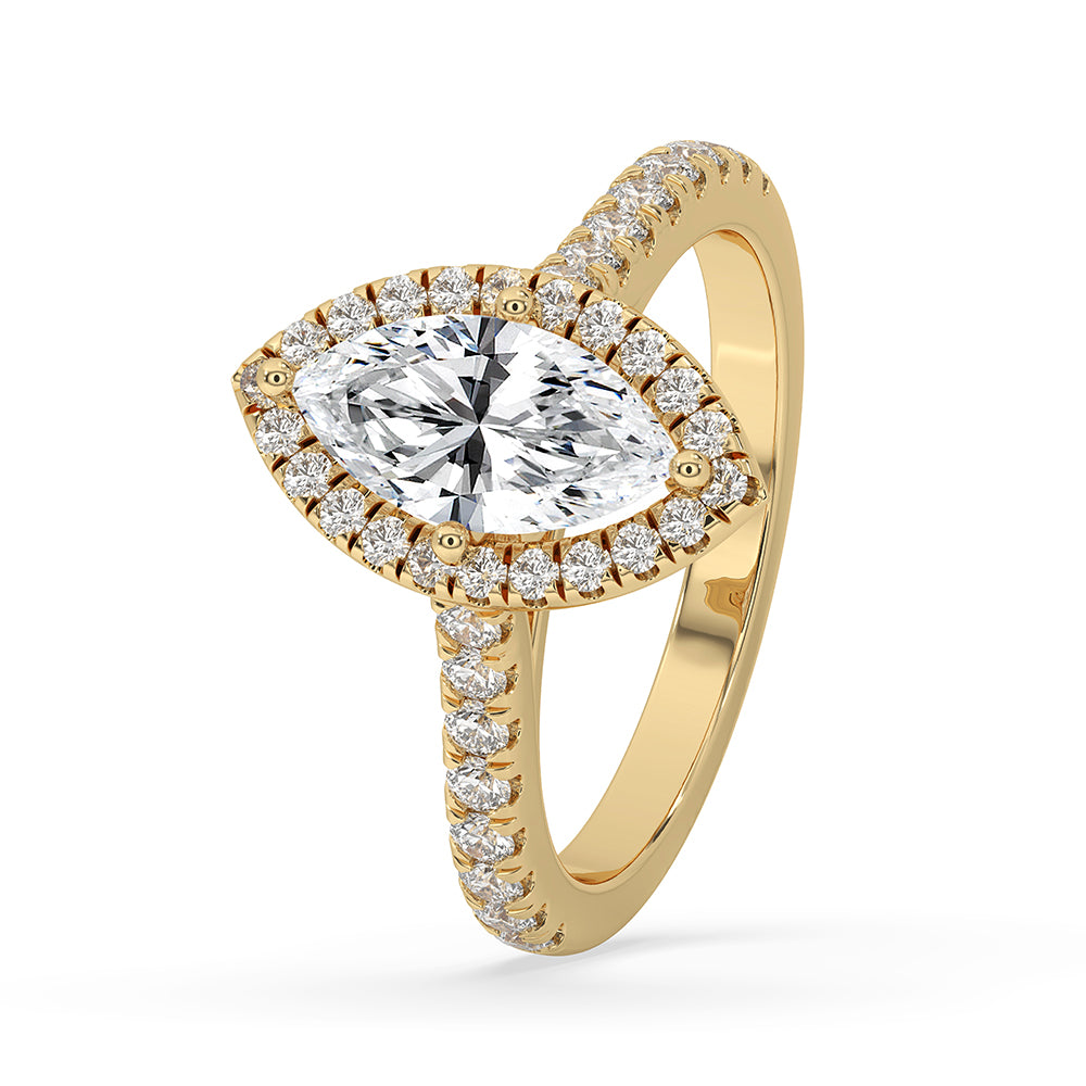 Halo Ring Setting featuring round diamonds for added sparkle.
