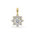 Yellow Gold Diamond Pendant with cluster halo design and prong set stones.
