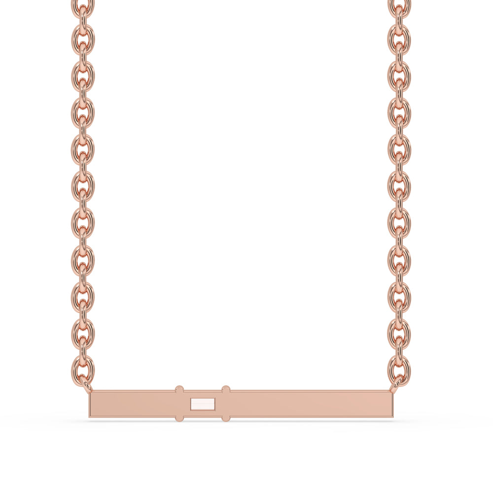 Round and Baguette Diamond Pendant with rose gold pendant.