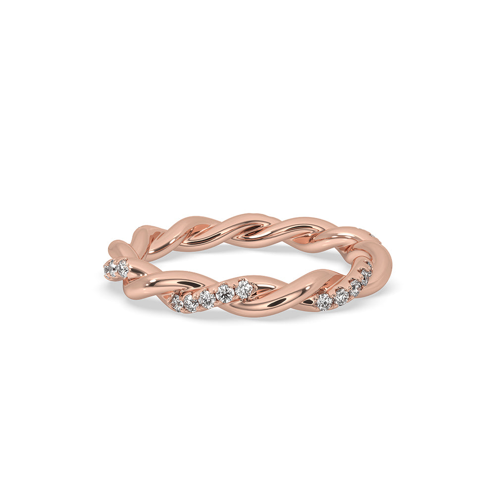 Twisted diamond wedding band featuring elegant curves and brilliant lab grown diamonds.
