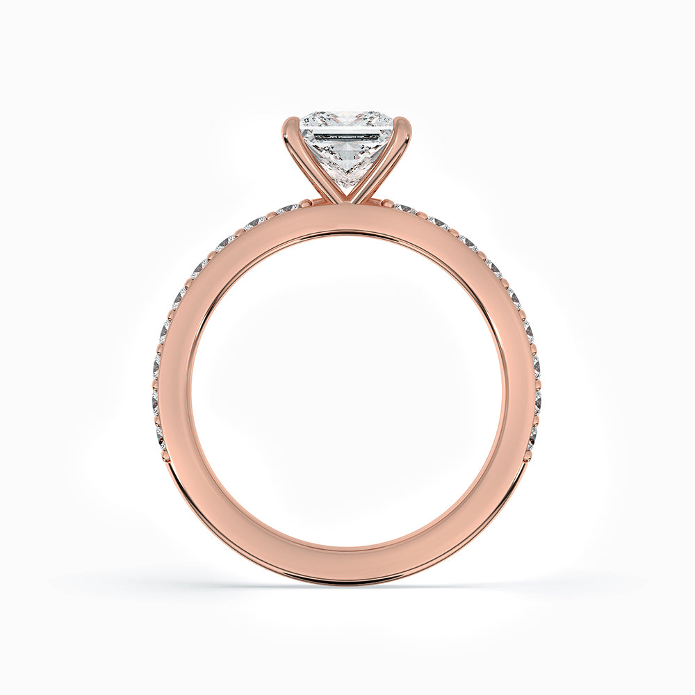 Handmade jewelry showcasing a Princess Cut Diamond Ring set in rose gold.
