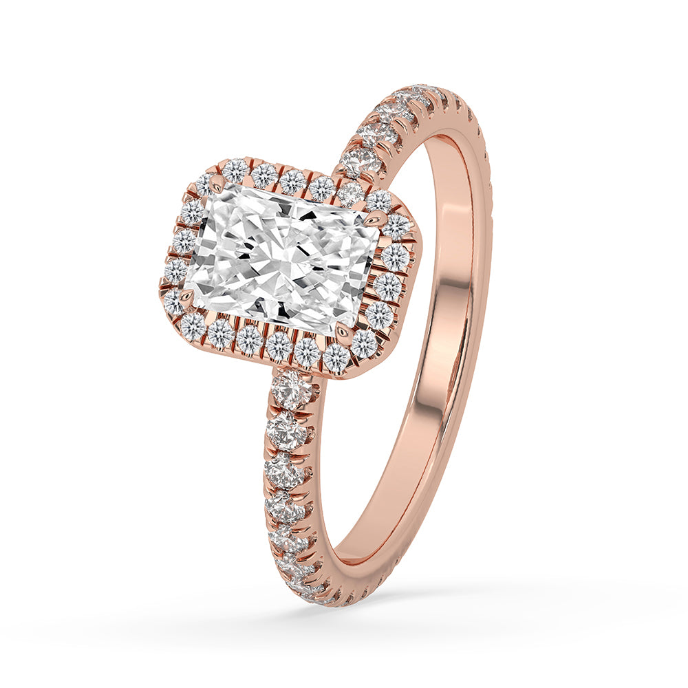 Pave Set Diamond Ring With Halo Setting