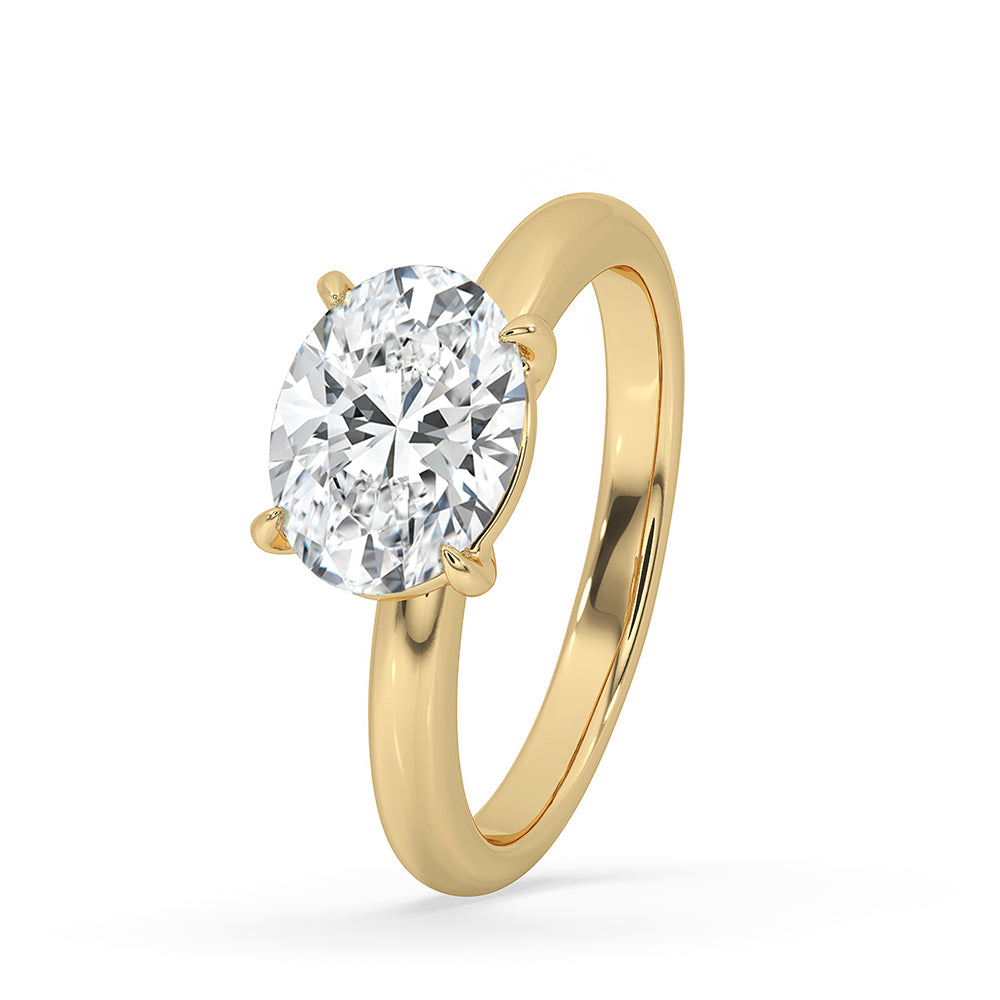 East west ring with prong setting ring detail.