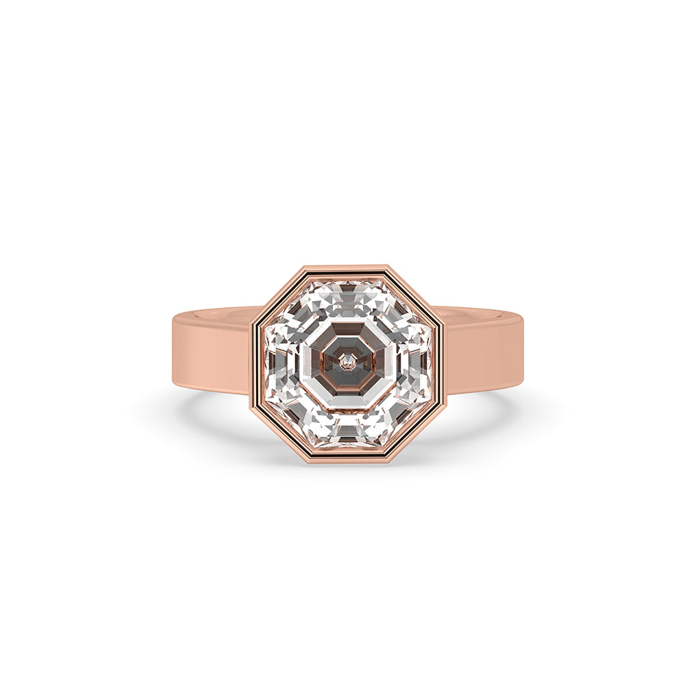 Octagon diamond ring with a sleek, modern design.