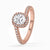 Rose gold halo diamond engagement ring with hidden halo design.
