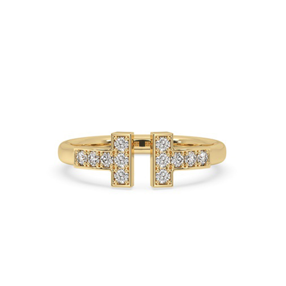 Yellow gold diamond wedding band with a sleek design.
