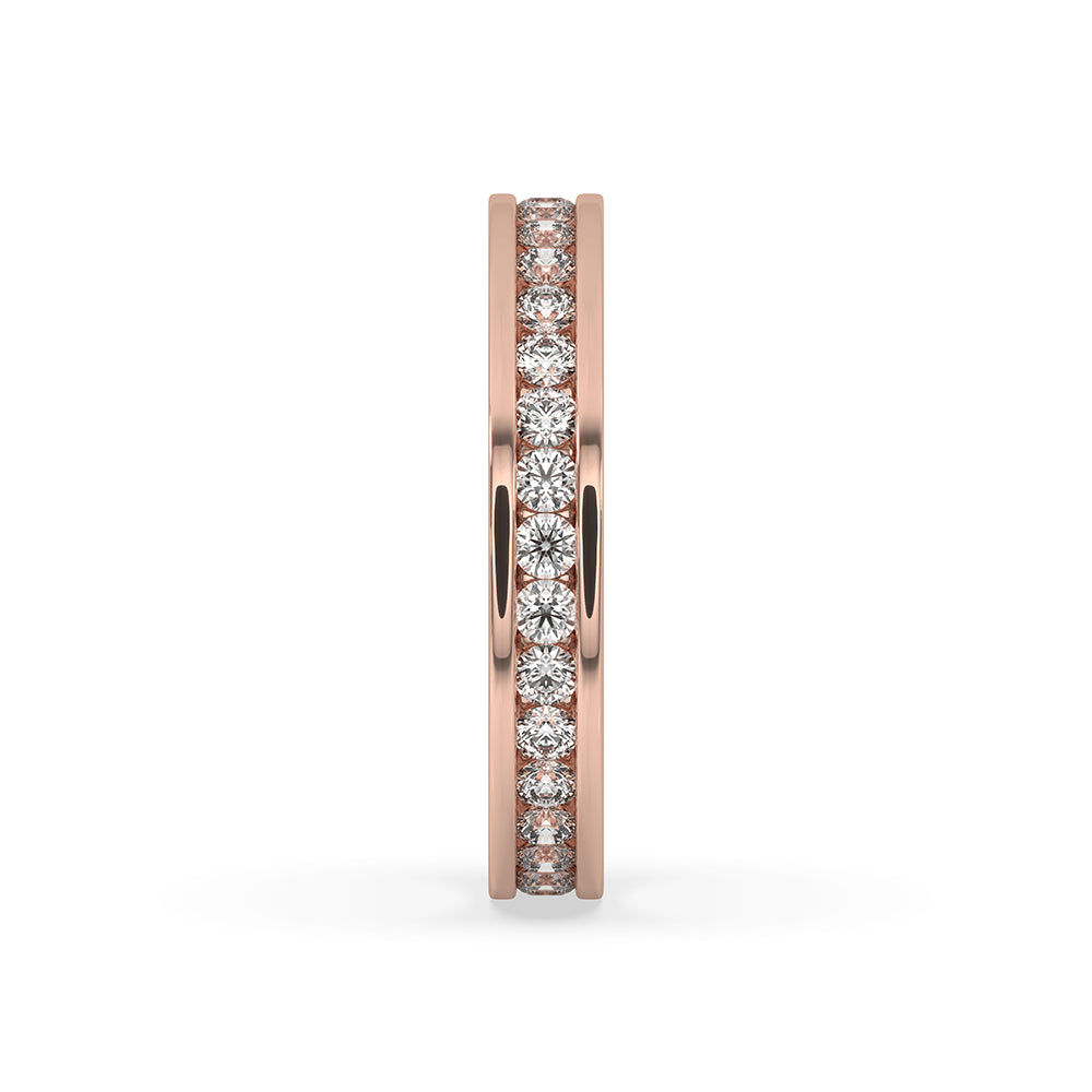 Round diamond band, rose gold wedding band.