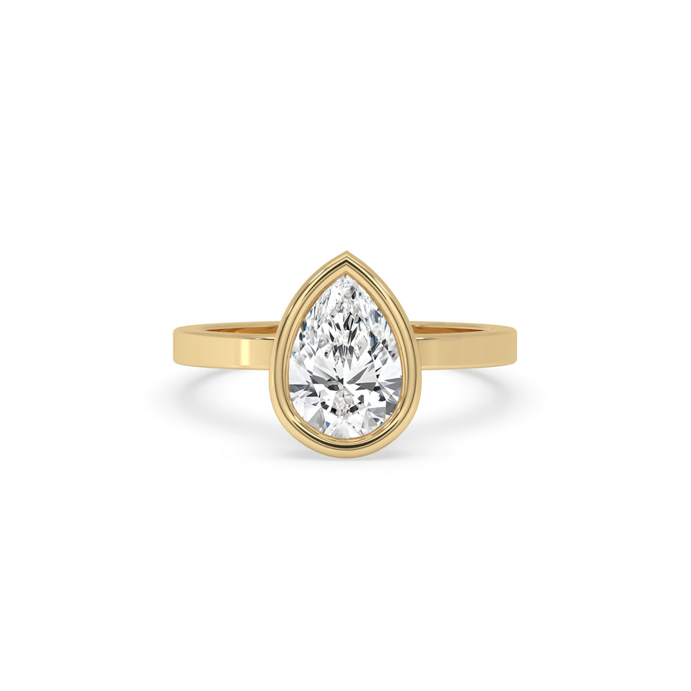 Pear-shaped rose cut diamond solitaire ring.

