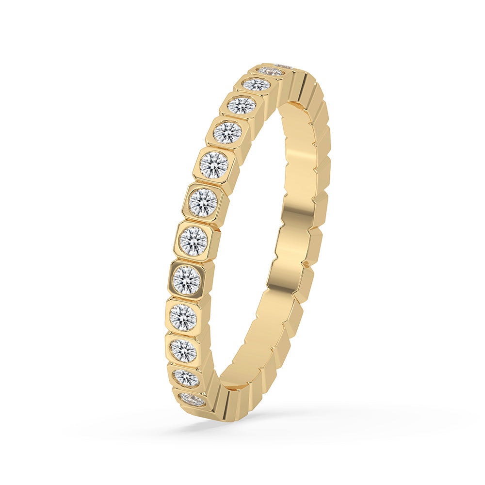 Square bezel box band designed with Lab Grown Diamond and handmade jewelry finish.
