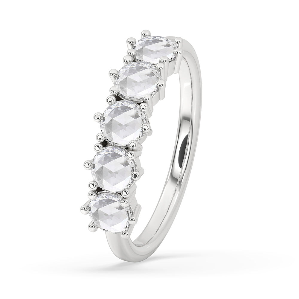 Handmade band with rose cut lab grown diamonds.
