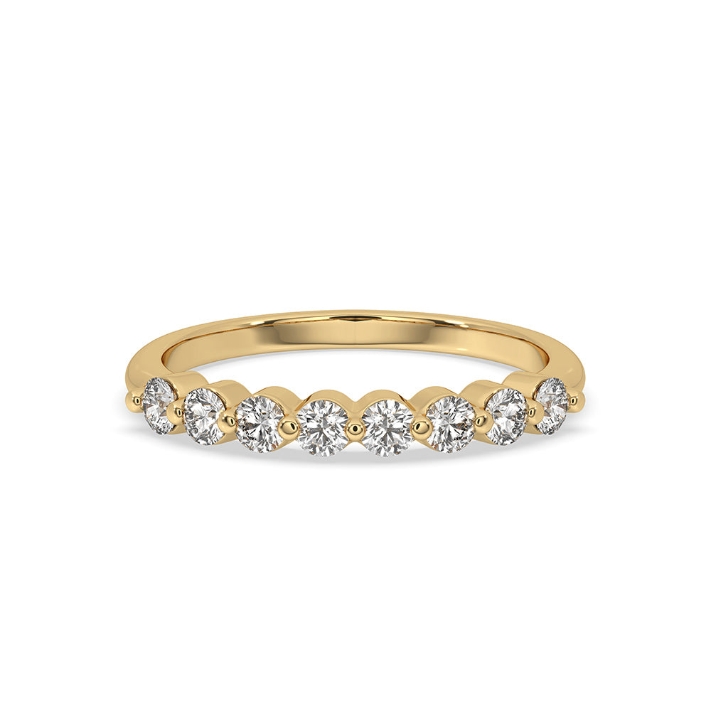Shared prong diamond band with sparkling round diamonds set in a sleek design.

