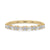 Elegant baguette and round diamond band in yellow gold.