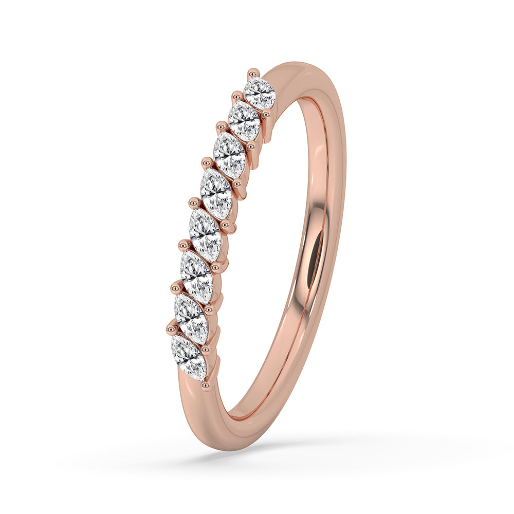 Half eternity band created with prong set band for custom wedding band use.
