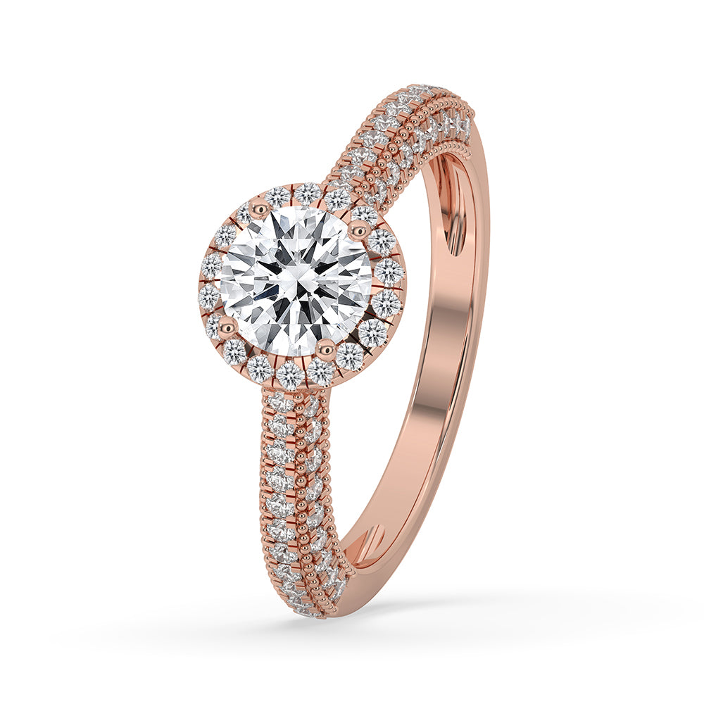 Milgrain Engagement Ring With Three side Pave