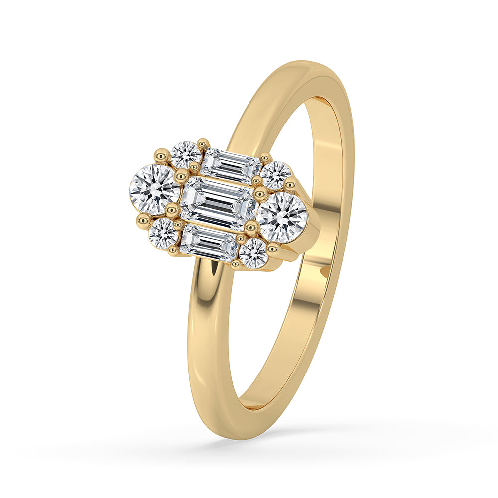 Handmade ring crafted with carat diamonds, featuring a prong setting for a secure fit.
