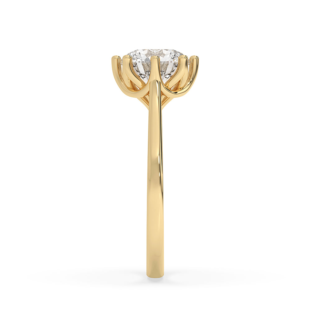 Yellow gold ring with an 8 prong ring setting.