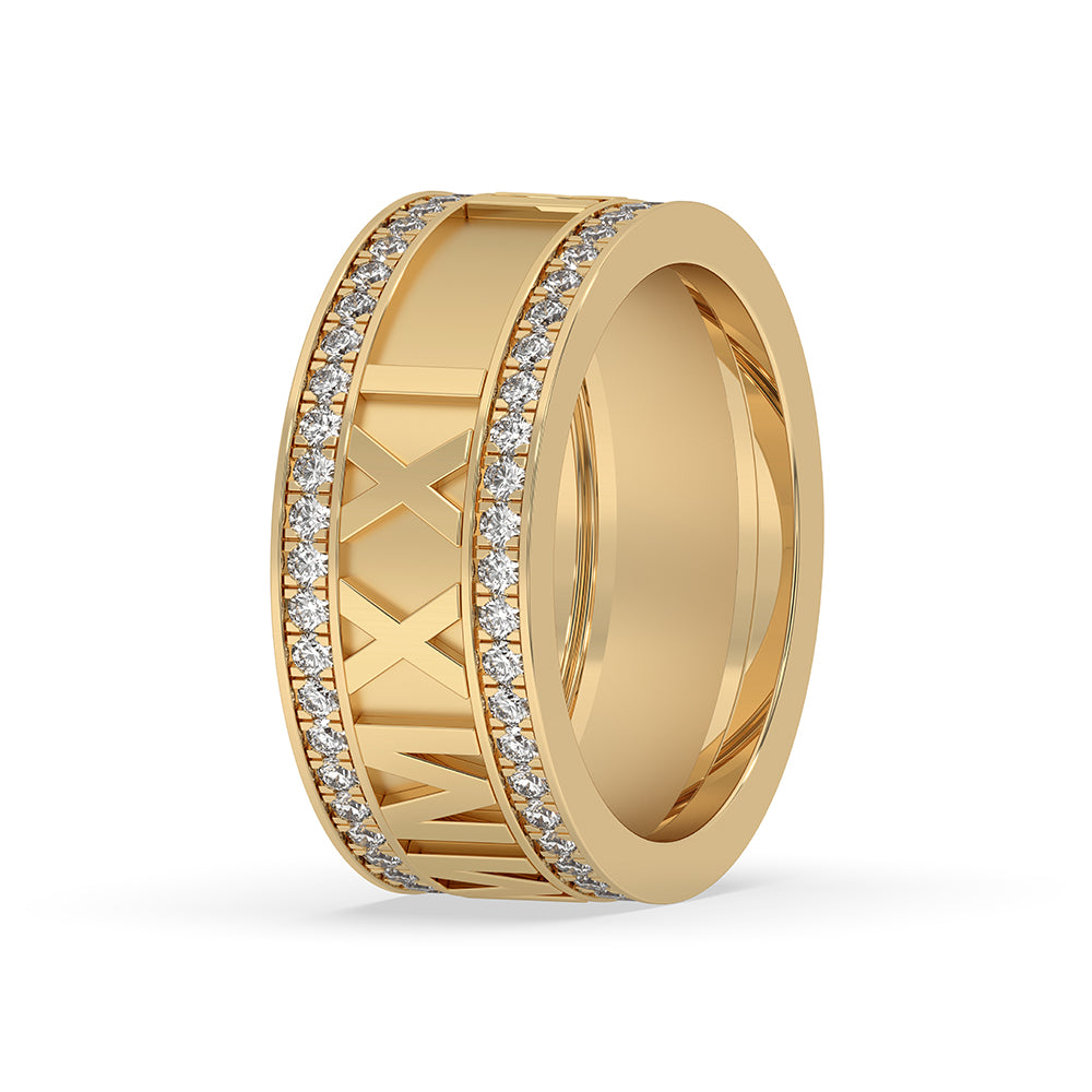 Roman Wedding Band featuring a round diamond wedding band.