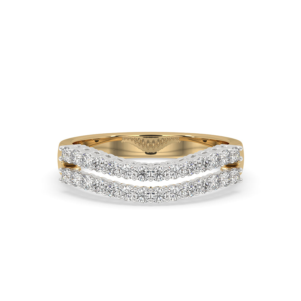 Double row wedding band with shimmering lab grown diamonds.
