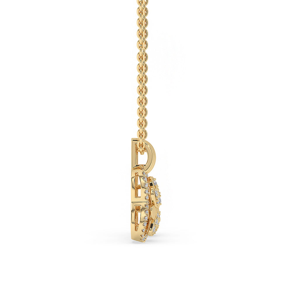 Round Diamond Pendant with a unique pendant design.