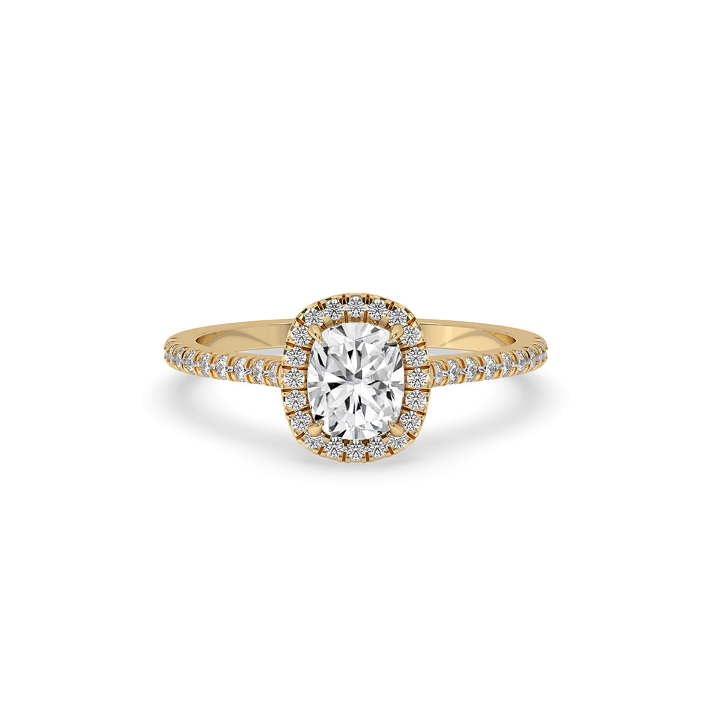 Cushion Cut Pave Set Diamond Ring