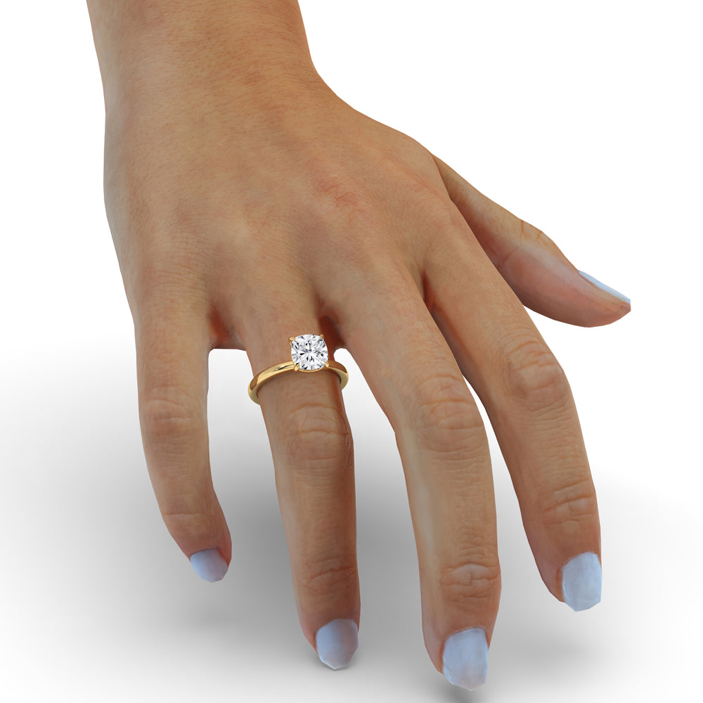 Stunning 2 carat cushion cut diamond ring solitaire engagement ring with a classic 4 prong setting ideal for a sophisticated style
