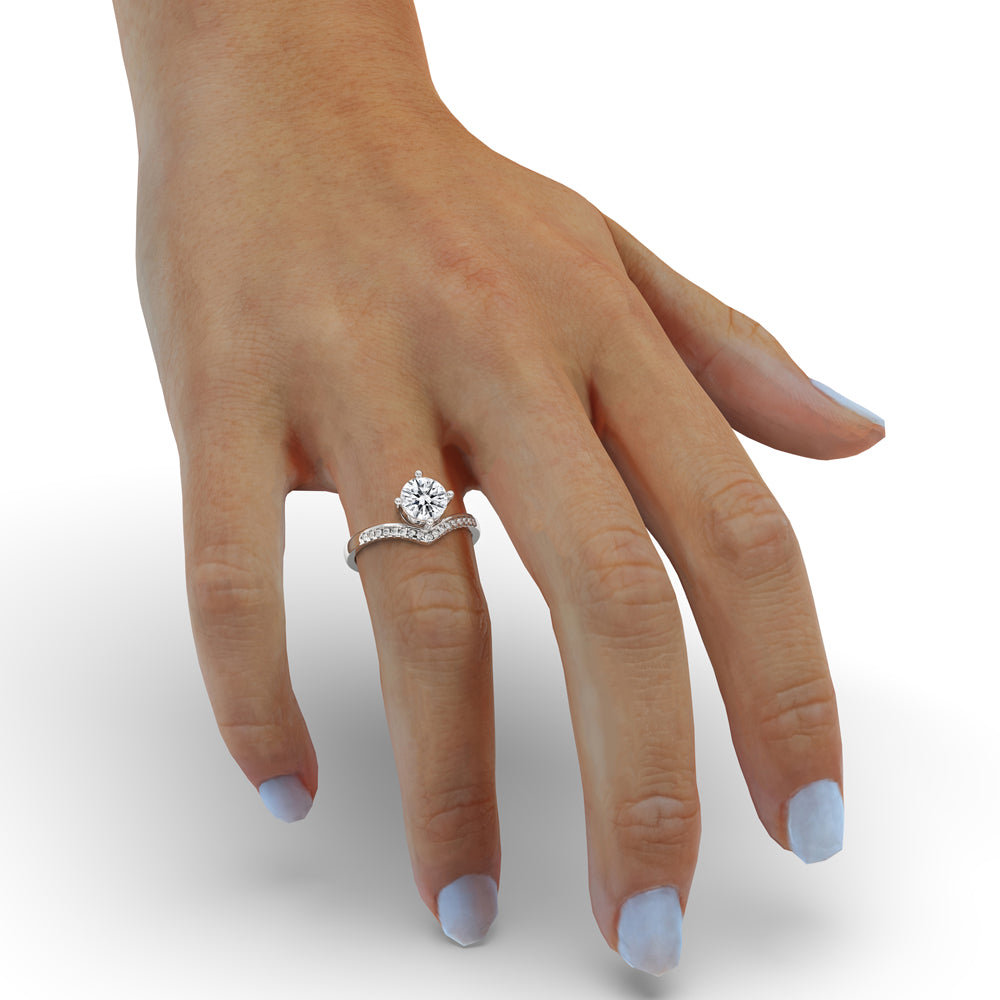 Cvpoint Ring Chevron Engagement Ring with Sparkling Round Diamond