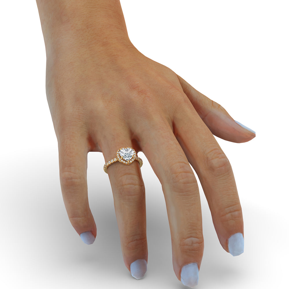 Heart diamond ring with halo ring setting, Lab Grown Diamond.
