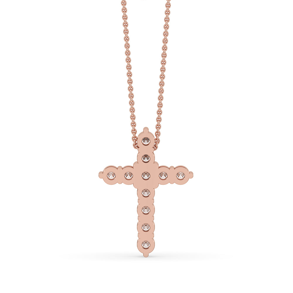 Rose gold pendant featuring soft pink tones.
